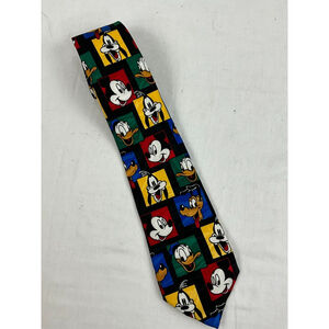 Vintage Looney Tunes Stamp Collection Disney Cartoon Character Neck Tie USA Made